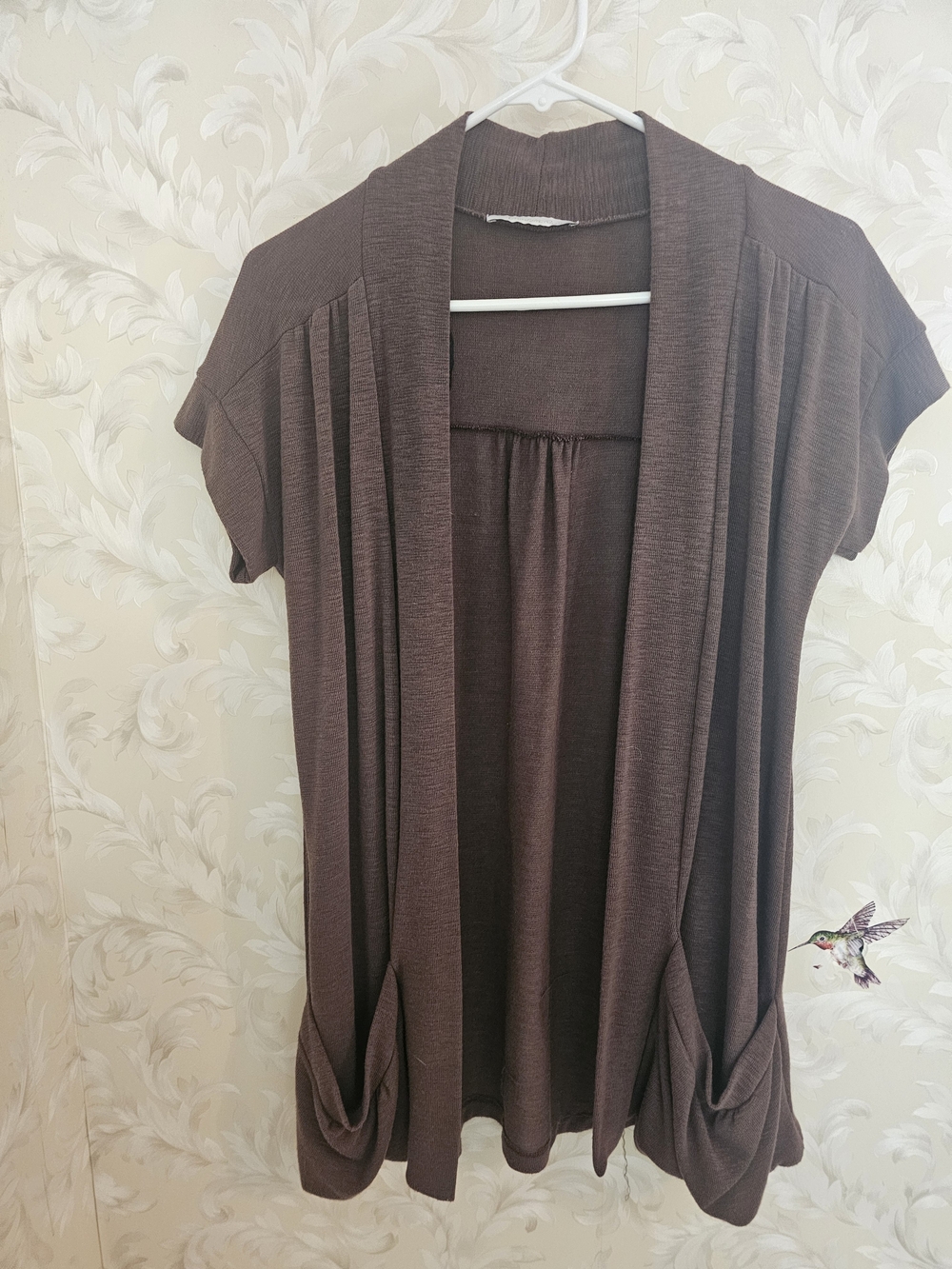 Charlotte Russe Brown Short Sleeve Open Front Cardigan